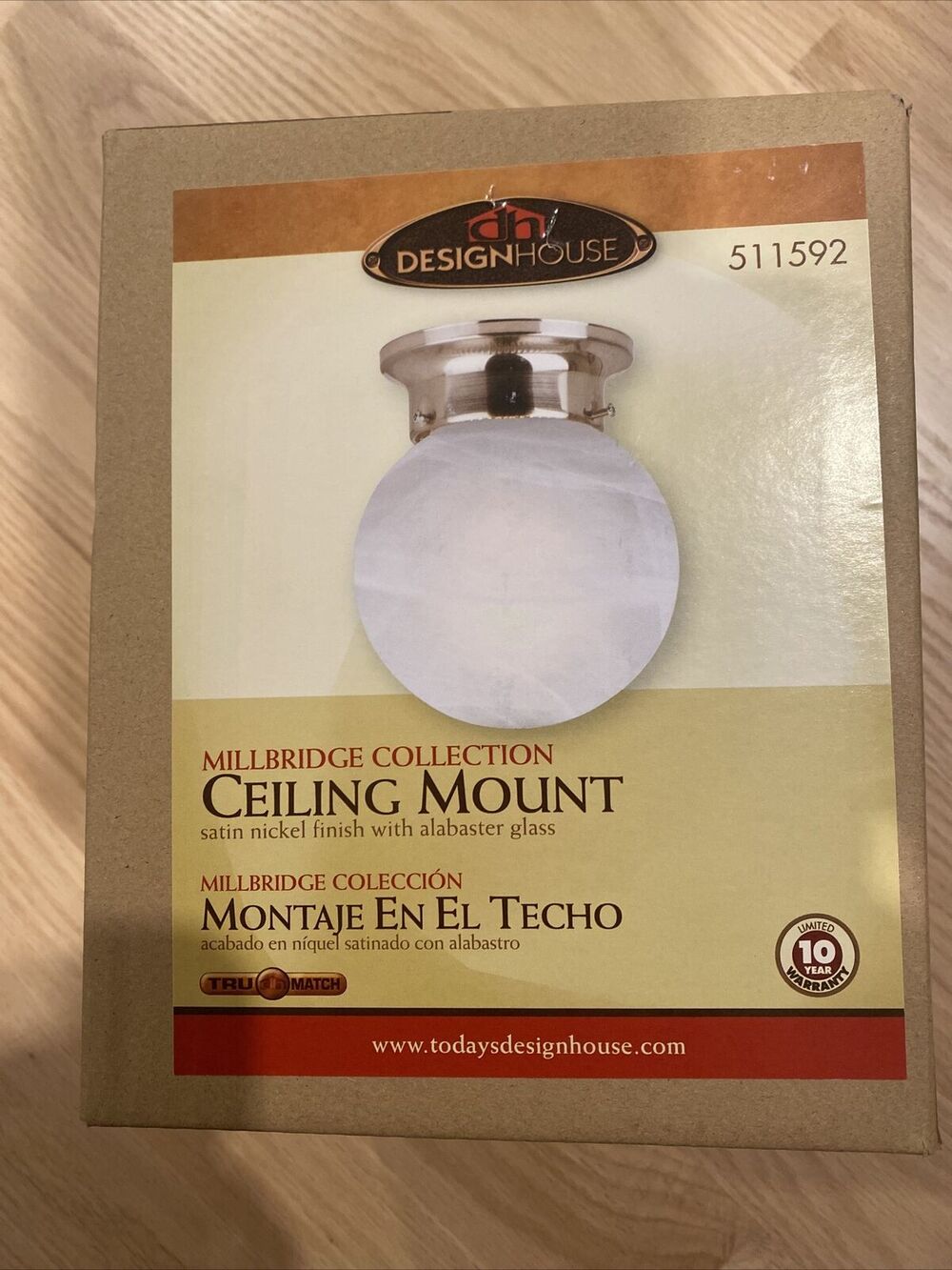 Design House Millbridge Collection 511592 6"W Ceiling Mount White Globe - Nickel